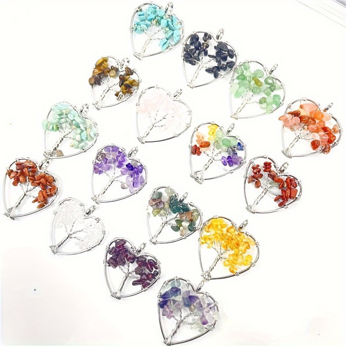 10-Pack Natural Agate Life Tree Pendants with Unique Bohemian Style