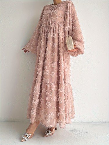 Jacquard Long Temperament Dress - Women's Middle Eastern Muslim Style