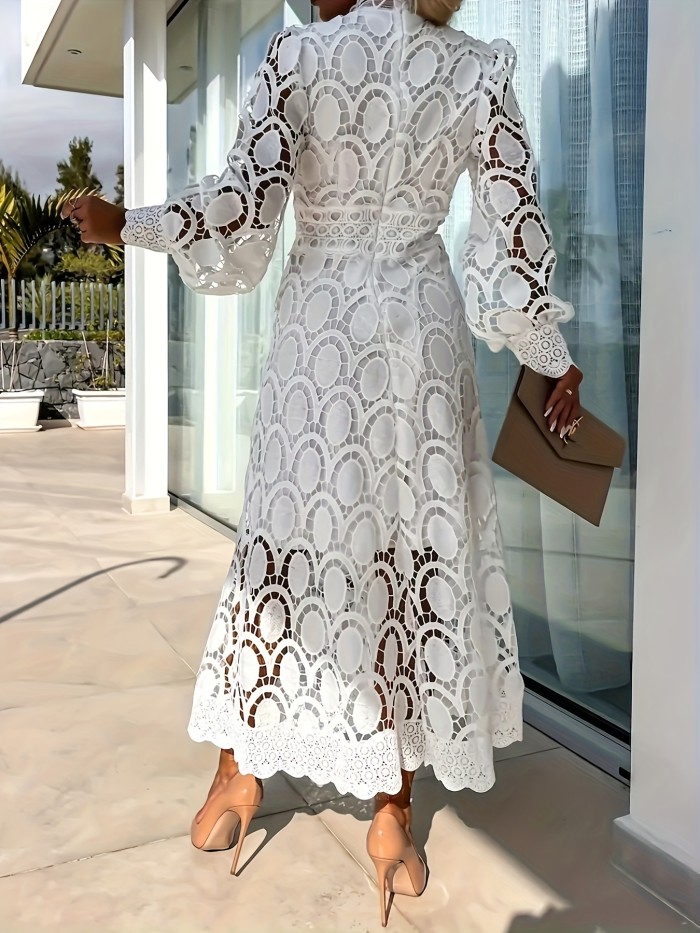 Cherry Direction Women'S Elegant Casual Vacation Wedding Lantern Sleeve Lace Dress