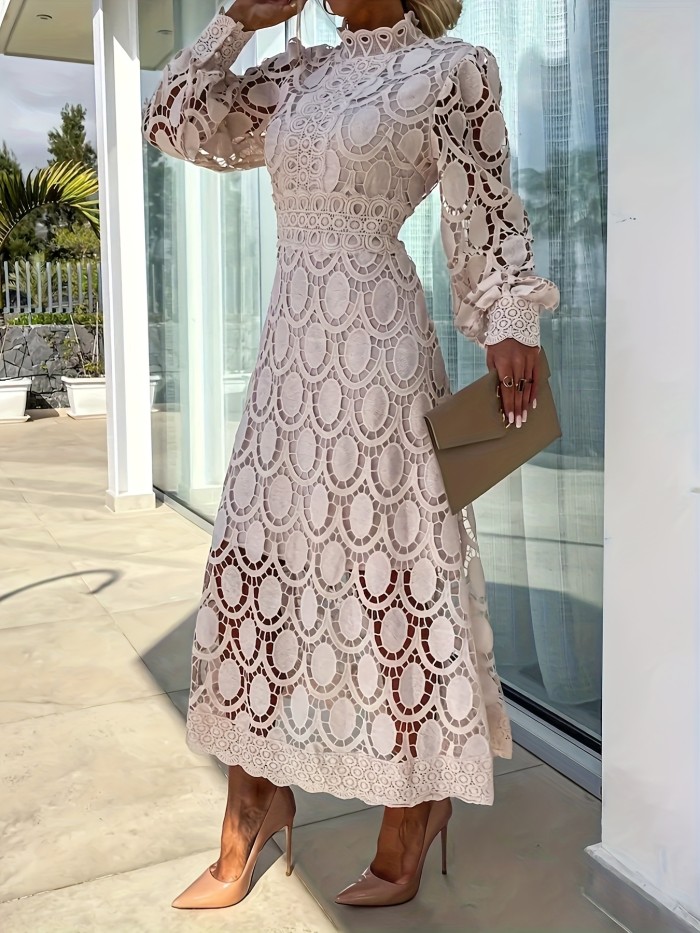 Cherry Direction Women'S Elegant Casual Vacation Wedding Lantern Sleeve Lace Dress