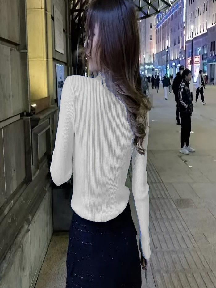 Elegant Textured Knit Pullover for Women'S Fashion.