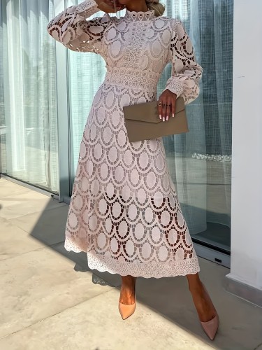 Cherry Direction Women'S Elegant Casual Vacation Wedding Lantern Sleeve Lace Dress