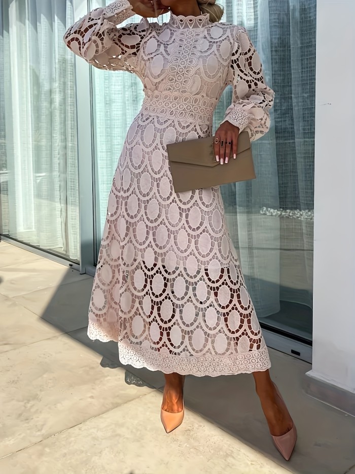 Cherry Direction Women'S Elegant Casual Vacation Wedding Lantern Sleeve Lace Dress