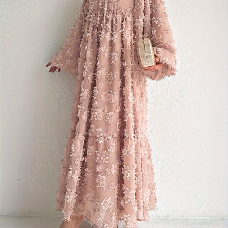 Jacquard Long Temperament Dress - Women's Middle Eastern Muslim Style