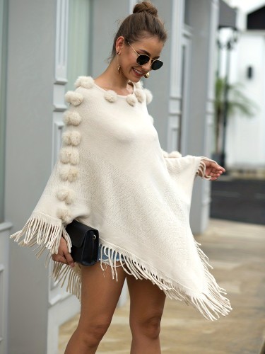 Women's Casual Round Neck Poncho Cardigan