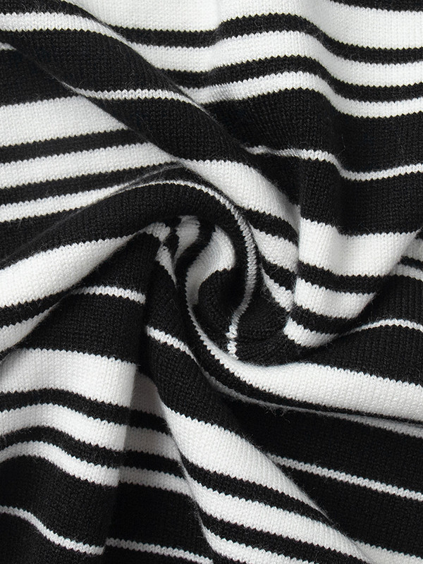 Striped Split-Joint Long Sleeves V-neck Sweater Tops
