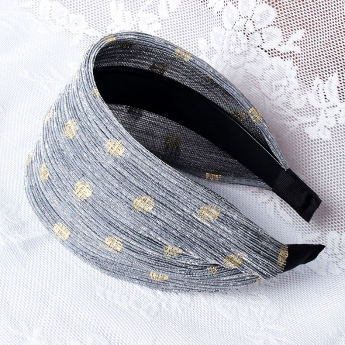 Women's Wide Headband - Black with Golden Hearts Design, Soft Fabric Non-Slip Hair Band for Normal Hair, Face- Hair Accessory for Everyday & Special Occasions, Head Bands Hair Accessories, Fashion Headwear, Elegant Hairband, Secure Fit Headband