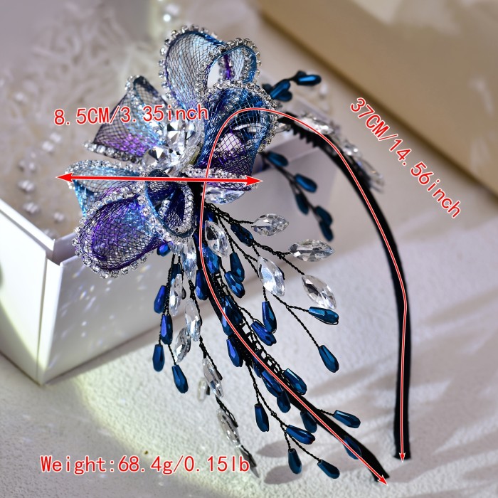 One Piece of Retro Elegant Bride Headband Wedding Hair Accessories Flower Hair Accessories Dance Dress Up Hair Band Banquet Party Accessories A220