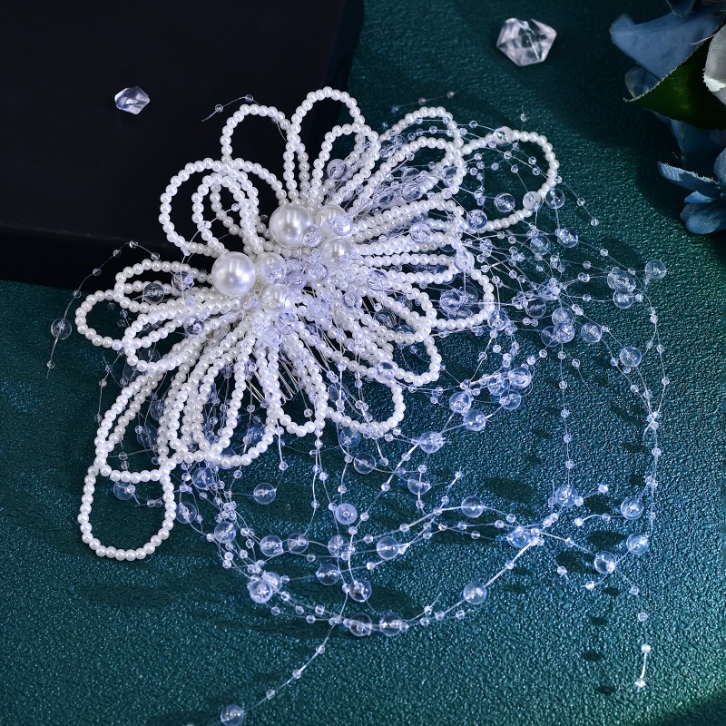 Elegant Faux Pearl and Beaded Bridal Hair Comb Accessory for Women