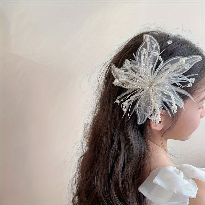 Fashion Handmade White Floral Edge Clip Bridal Wedding Accessory Hairpin