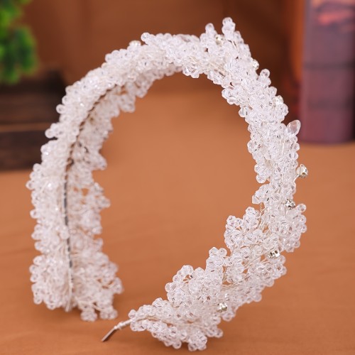 1pc Handmade Bead Hairband dancing Headband Hair Accessory Luxury Silvery Heavy Duty Hairband Party Dinner Accessory