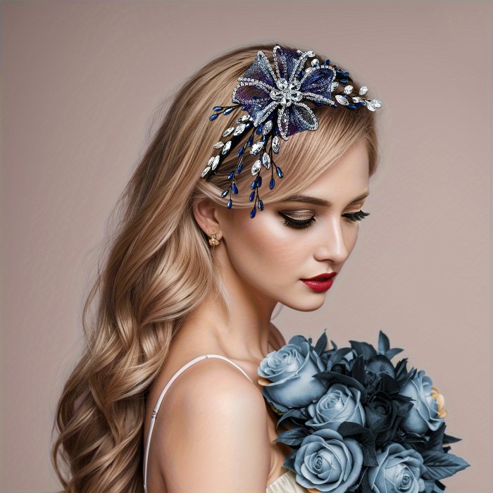 One Piece of Retro Elegant Bride Headband Wedding Hair Accessories Flower Hair Accessories Dance Dress Up Hair Band Banquet Party Accessories A220