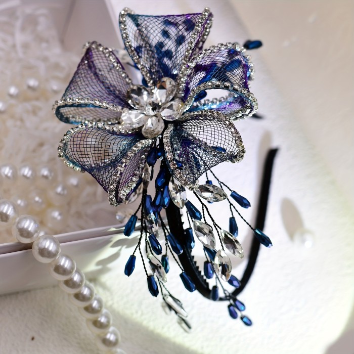 One Piece of Retro Elegant Bride Headband Wedding Hair Accessories Flower Hair Accessories Dance Dress Up Hair Band Banquet Party Accessories A220