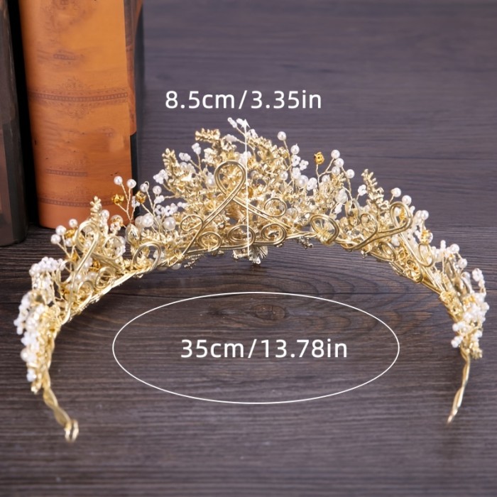 1pc Handmade Flower Pearl Crown Headband for Dancing, Adorned with Rhinestones, Perfect for Dancing And Festive Party Decorations.