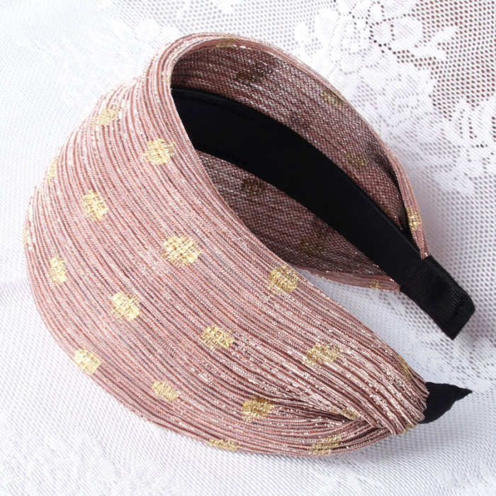Women's Wide Headband - Black with Golden Hearts Design, Soft Fabric Non-Slip Hair Band for Normal Hair, Face- Hair Accessory for Everyday & Special Occasions, Head Bands Hair Accessories, Fashion Headwear, Elegant Hairband, Secure Fit Headband
