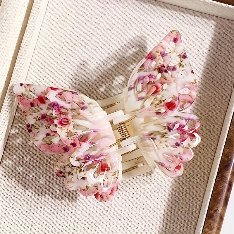 6pcs Butterfly Three-layer Wing Hair Claw Clips Ladies New Color Hair Clips Medium Fashion Color Matching Hair Accessories Wedding Party Travel Firm Hair Accessories Suitable for Any Season