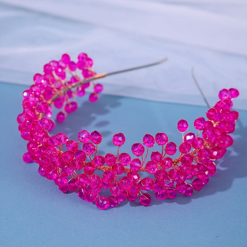 Elegant Bohemian Crystal Headband for Women - Sparkling Multicolor Gemstone Hair Accessory, Zinc Alloy, Perfect for Weddings & Parties, Wedding Hair Accessories
