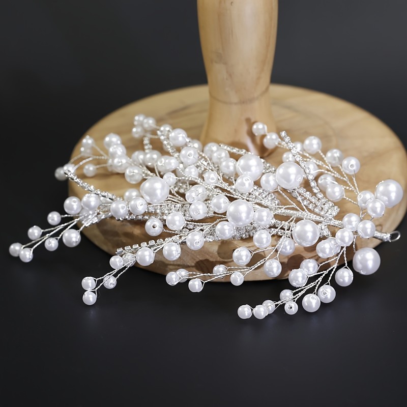 1pc Elegant Bridal Hair Clip - Handcrafted Rhinestone & Imitation Pearl, Silvery Baroque Style for Short Hair, Perfect for Weddings and Formal Events