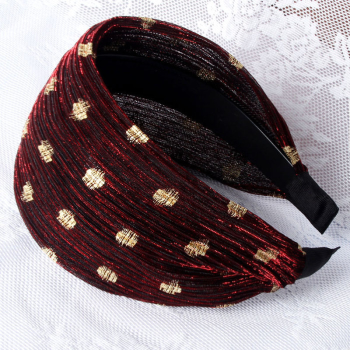 Women's Wide Headband - Black with Golden Hearts Design, Soft Fabric Non-Slip Hair Band for Normal Hair, Face- Hair Accessory for Everyday & Special Occasions, Head Bands Hair Accessories, Fashion Headwear, Elegant Hairband, Secure Fit Headband