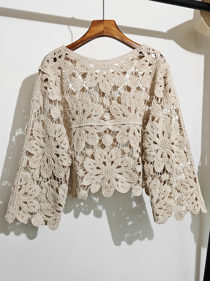 Women's Bohemian Floral-like Crochet Embroidery Sweater Cardigan