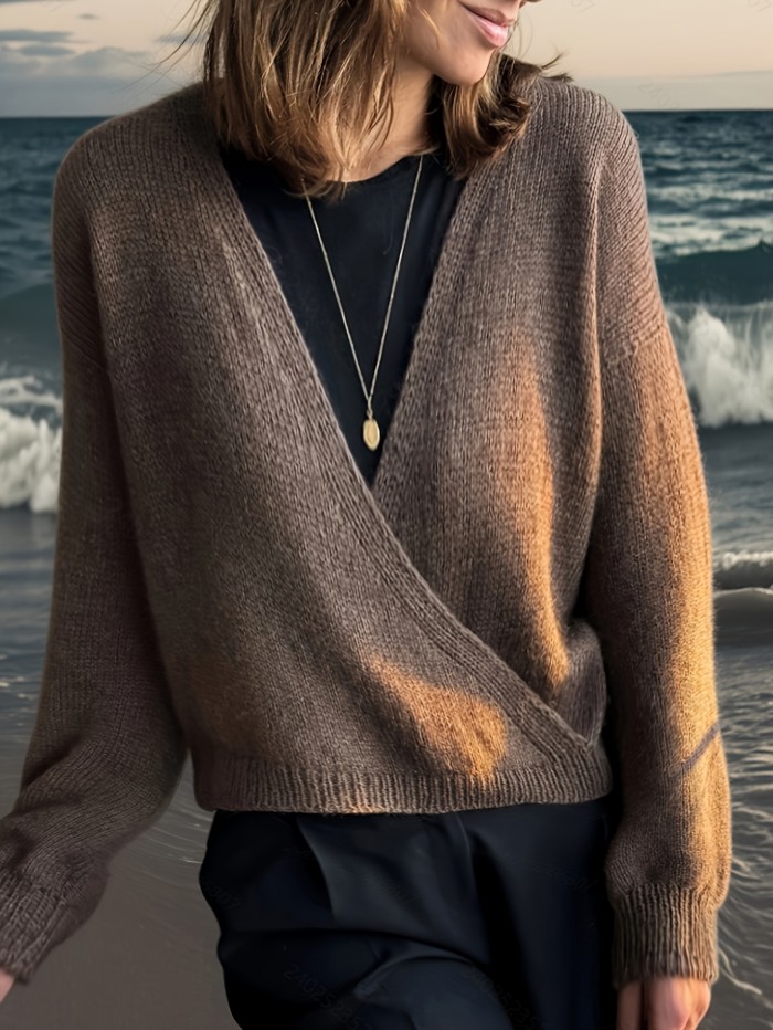 Women's Pullover Sweater - Autumn\u002FWinter Solid Color Loose Fit Warm Sweater for Women