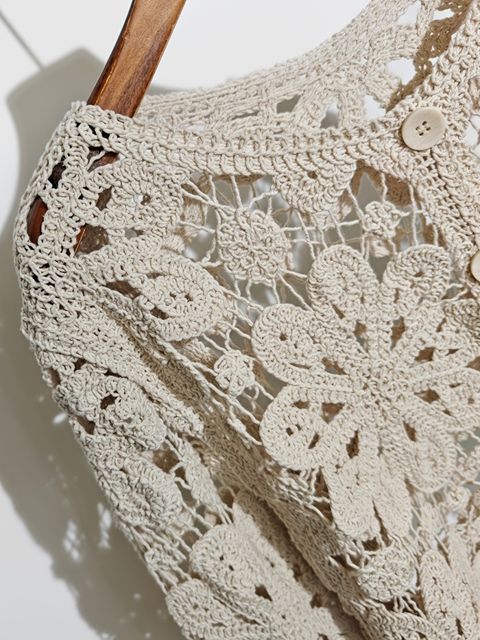 Women's Bohemian Floral-like Crochet Embroidery Sweater Cardigan