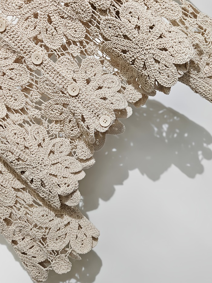 Women's Bohemian Floral-like Crochet Embroidery Sweater Cardigan