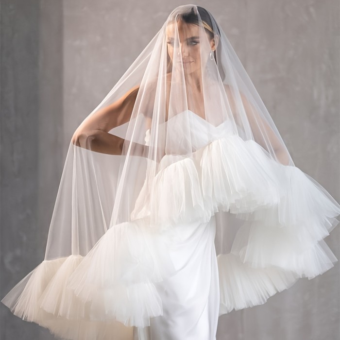 Lace Bridal Veil Lace Edge Bridal Veil | One with Tulle and Ruffle Draping