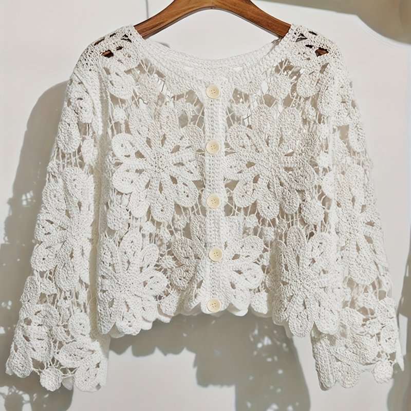 Women's Bohemian Floral-like Crochet Embroidery Sweater Cardigan