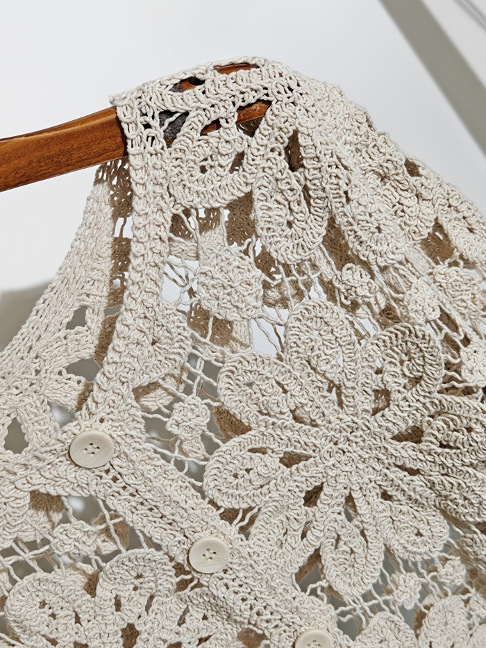 Women's Bohemian Floral-like Crochet Embroidery Sweater Cardigan