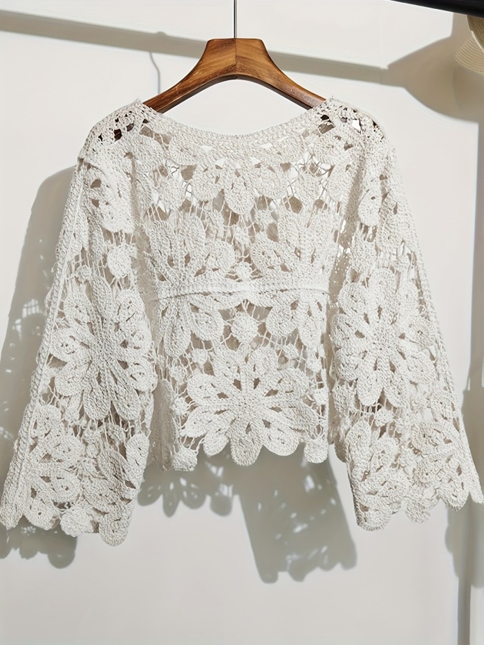 Women's Bohemian Floral-like Crochet Embroidery Sweater Cardigan