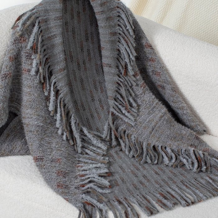 Casual Loose Sweater  Vibrant Plaid Shawl with Tassels for Women