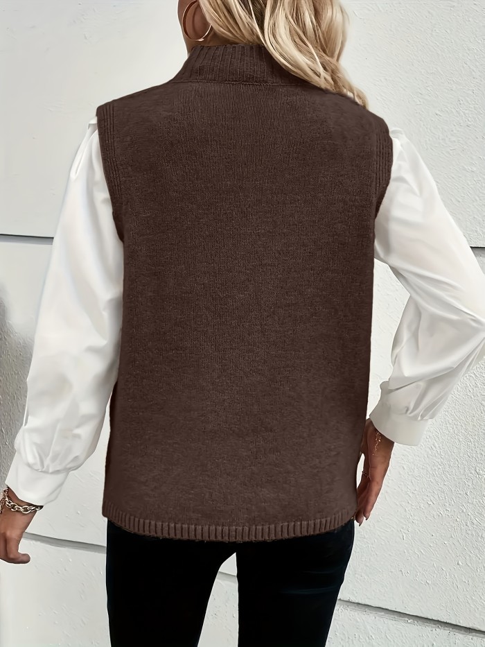 Women's Sleeveless Round Neck Casual Elegant Tops High Elasticity Vest