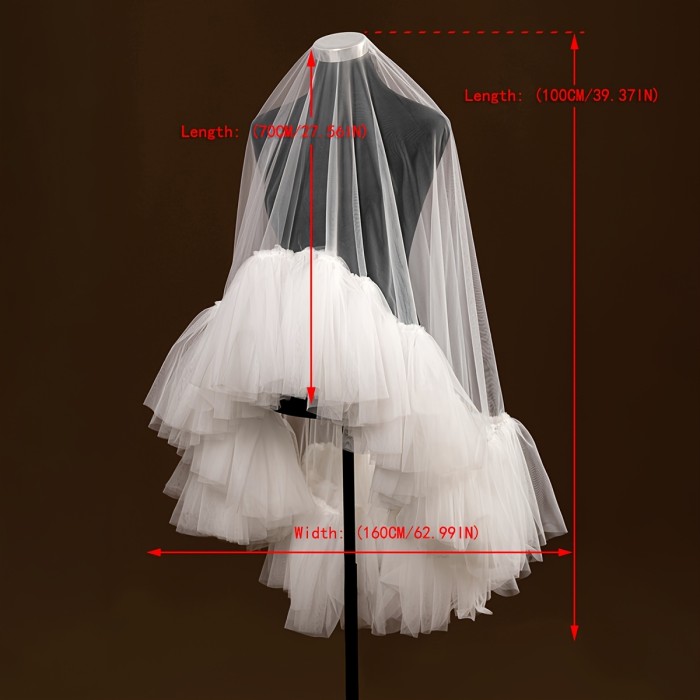 Lace Bridal Veil Lace Edge Bridal Veil | One with Tulle and Ruffle Draping