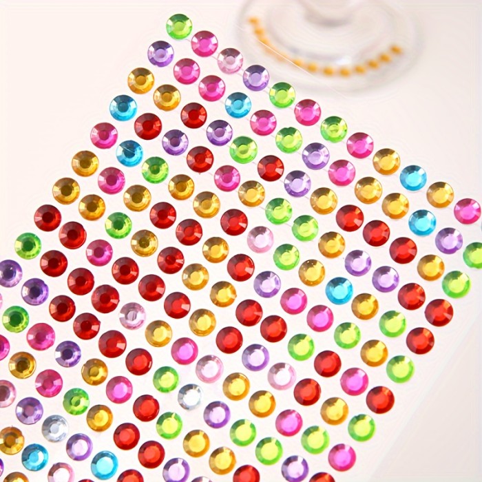 640pcs\u002Fpack 5mm Rhinestone Stickers, Gemstone Stickers, Self-adhesive Jewelry Stickers, Crafts Sparkling Rhinestone Stickers