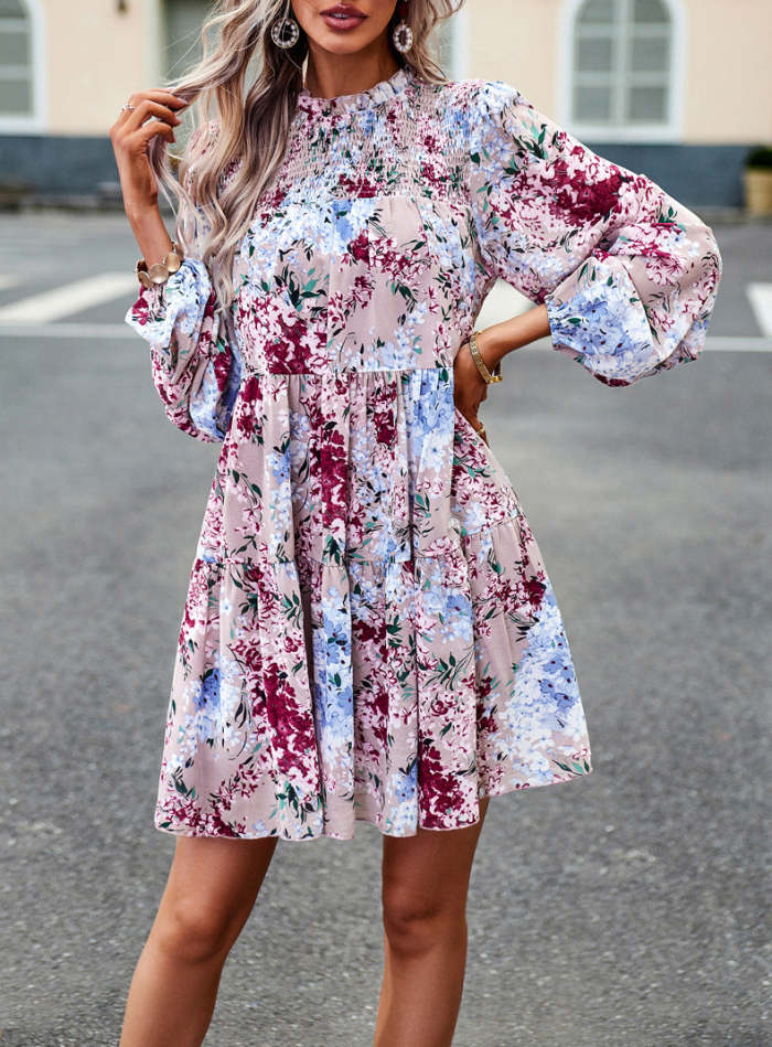 Women Printed Long-sleeved Dress