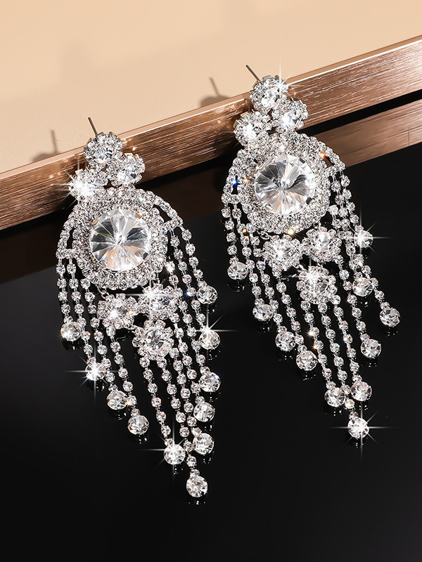 Tasseled Geometric Drop Earrings