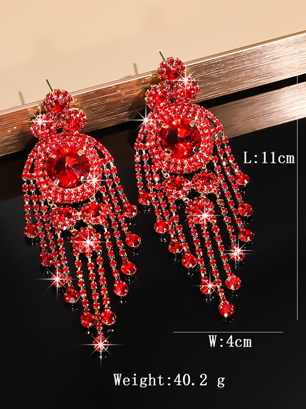 Tasseled Geometric Drop Earrings