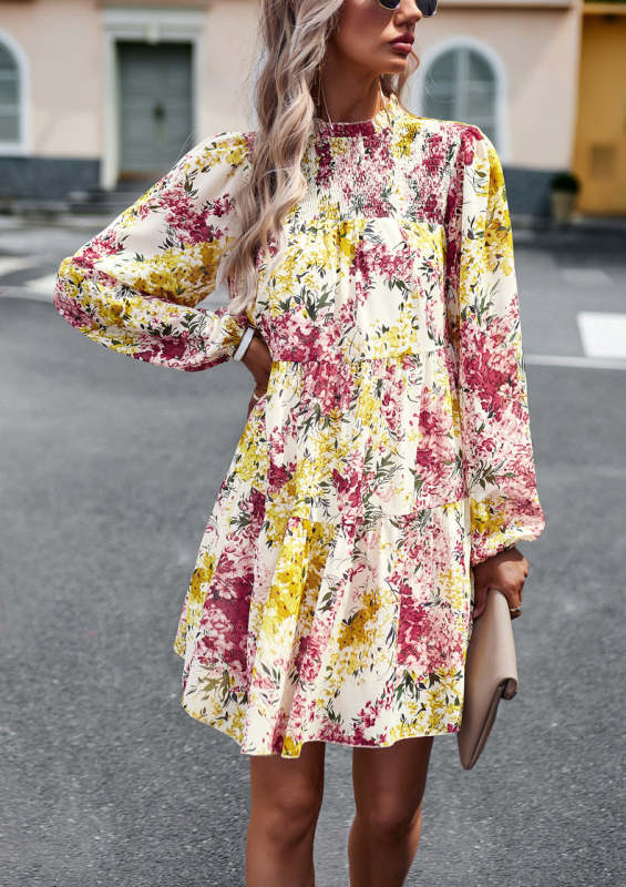 Women Printed Long-sleeved Dress