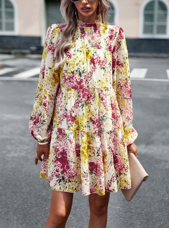 Women Printed Long-sleeved Dress