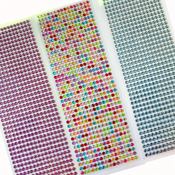 640pcs\u002Fpack 5mm Rhinestone Stickers, Gemstone Stickers, Self-adhesive Jewelry Stickers, Crafts Sparkling Rhinestone Stickers
