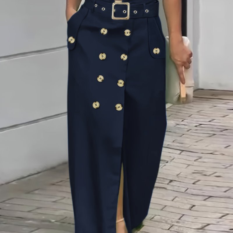2025 New Fashionable Versatile Split Skirt with Button Decoration