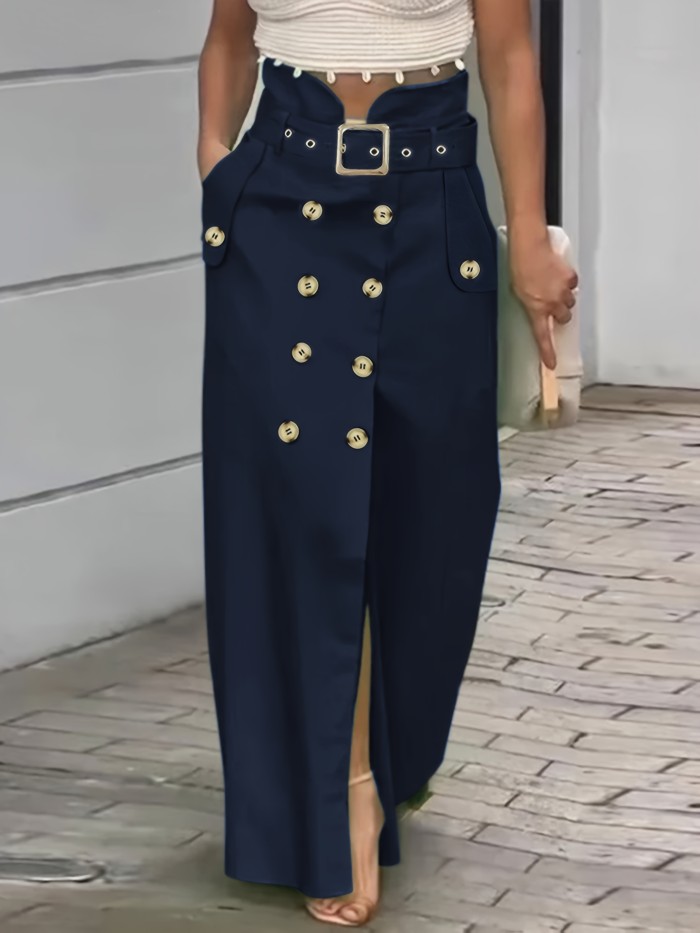 2025 New Fashionable Versatile Split Skirt with Button Decoration