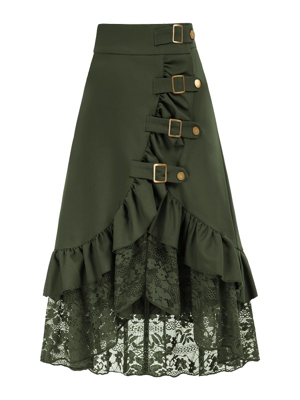 Women'S Elegant Vintage Gothic Belt-like Buttons Pirate Casual Outfits skirt