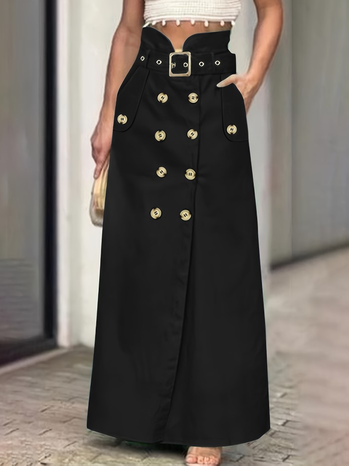 2025 New Fashionable Versatile Split Skirt with Button Decoration