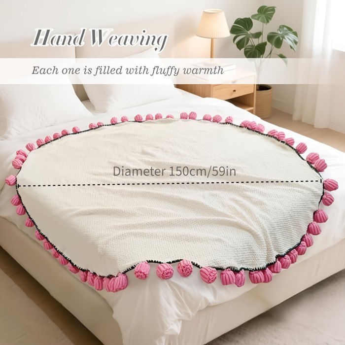 Flowers Rose Bouquet Blanket - Handmade Crochet Soft Throw, 1.5 Meters\u002F59 Inches Finished Big Sizes Red Rose\u002Fpink Rose, Romantic Birthday Gifts for Women Mom Sister Wife, Ideal for Wedding Valentine'S Day Mother'S Day Christmas, Home Decor, Seasonal Decoration