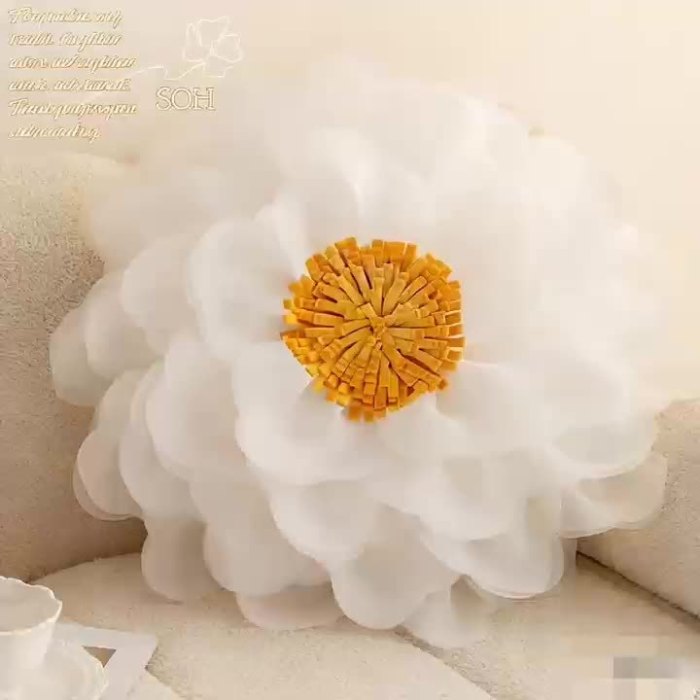 Refreshing Pillow Delicate Soft Color Flower Shaped Pillow Cushion | Spring and Summer Refreshing Tulle Peony Flower Rose Flower Pansy Flower Various Colors Available Fashionable and Beautiful Home Decoration Gift Pillow Holiday Decoration
