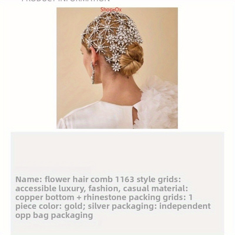 Elegant Sunflower Hair Comb Clip - Princess Style, Versatile Fashion Accessory for Braided Hairstyles, Metal Material with Sparkling Crystal Embellishments, Perfect for All Occasions, Hair Accessory | Sparkling Embellished Comb | Metallic Finish