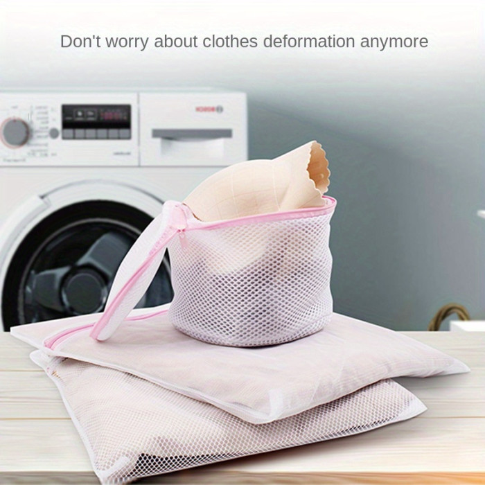 4pcs Heavy-Duty Polyester Laundry Mesh Bags with Secure Zipper Closure, Mesh Wash Bags for Delicates, Underwear, Clothes - Machine Washable, Multiple Sizes for Standard Washing Machines, Mesh Laundry Bag, Garment Care, Compact Design, Sturdy Construction, Garment Protector, Delicate Fabrics, Laundry Bags