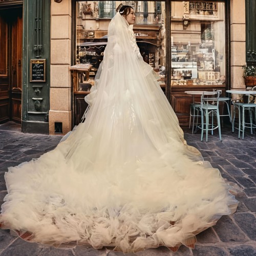 Elegant Cathedral Length Bridal Veil, 3M Double Layer Handmade Dreamy Photo Backdrop Veil, Romantic Polyester Wedding Headpiece, Hand Wash Only